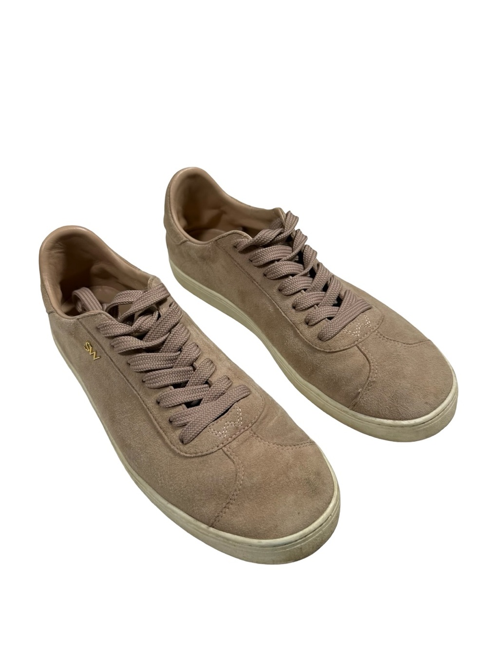 Stuart Weitzman Suede Sneakers Womens 8 B Dusty Pink Blush Low Top Casual Shoes